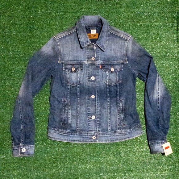 LEVIS TRUCKER JACKET WOMENS BUTTON UP LIGHT BLUE DENIM WASHED RETRO SIZE MED - Picture 7 of 7